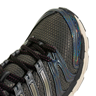 adidas Originals Adistar Control 5 in Core Black, Khaki Three, and Semi Lucid Fuchsia with a two-tone mesh upper and metallic overlays
