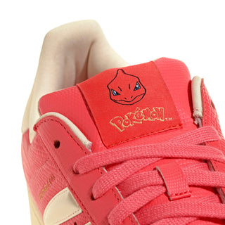 adidas Originals Pokémon Superstar II "Charmeleon" in Preloved Scarlet/Preloved Scarlet/Cream White — full leather upper with Charmeleon scale-like skin texture, 3-Stripes shaped into claws, Charmeleon character on tongue label, sockliner, and lace jewel
