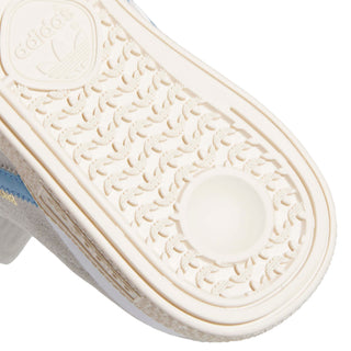 adidas Skateboarding Busenitz Pro in Grey One/Light Blue/Chalk White — suede and synthetic upper, Geofit padded collar, recessed eyelets, textile lining, and pivot-point rubber cupsole