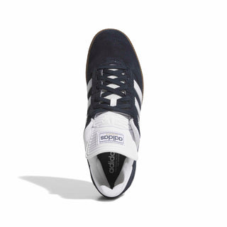 adidas Skateboarding Busenitz Pro Shoes in Aurora Ink/Footwear White/Gum — Copa Mundial-inspired skate shoe with suede upper, Geofit collar, recessed eyelets, and pivot-point rubber cupsole