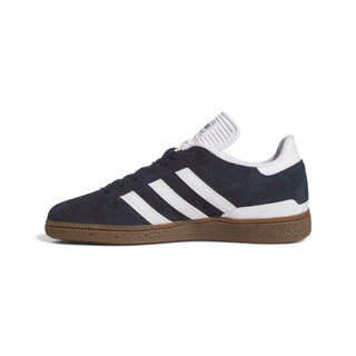 adidas Skateboarding Busenitz Pro Shoes in Aurora Ink/Footwear White/Gum — Copa Mundial-inspired skate shoe with suede upper, Geofit collar, recessed eyelets, and pivot-point rubber cupsole