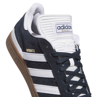 adidas Skateboarding Busenitz Pro Shoes in Aurora Ink/Footwear White/Gum — Copa Mundial-inspired skate shoe with suede upper, Geofit collar, recessed eyelets, and pivot-point rubber cupsole