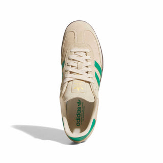 adidas Skateboarding Samba ADV Shoes in Sand Strata/Court Green/Gum — heritage Samba silhouette with leather and suede upper, Adituff toe reinforcement, and flexible rubber cupsole