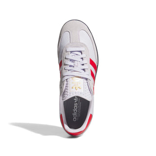 adidas Skateboarding Samba ADV Shoes in Core Black/Frozen Purple/Better Scarlet — heritage Samba silhouette with leather and suede upper, Adituff toe reinforcement, and flexible rubber cupsole