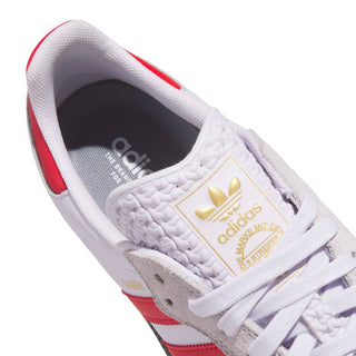 adidas Skateboarding Samba ADV Shoes in Core Black/Frozen Purple/Better Scarlet — heritage Samba silhouette with leather and suede upper, Adituff toe reinforcement, and flexible rubber cupsole