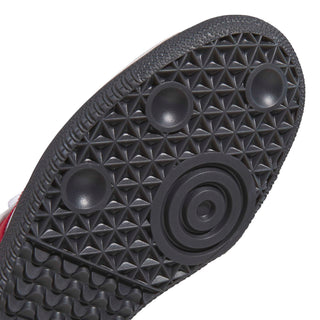adidas Skateboarding Samba ADV Shoes in Core Black/Frozen Purple/Better Scarlet — heritage Samba silhouette with leather and suede upper, Adituff toe reinforcement, and flexible rubber cupsole