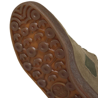 adidas Skateboarding Aloha Super Shoes in Olive Strata/Core Black/Gum — leather upper with coated overlays, COLD CEMENT construction, and rubber outsole for skate and street