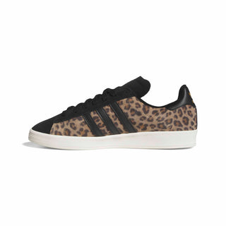 Adidas Campus ADV skate shoe in Cardboard, Core Black, and Cloud White — low-profile suede upper with cupsole construction and reinforced ollie zone.