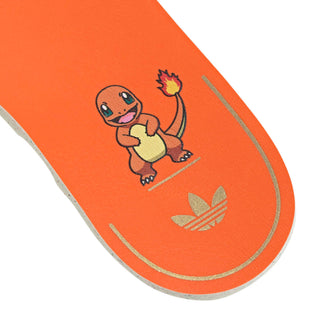 adidas Originals Pokémon Superstar II "Charmander" Kid's Shoes in Cream White/Shock Yellow/Bright Orange — Charmander tongue label and lateral side deboss, flaming 3-Stripes, coated leather upper with shelltoe, rubber outsole