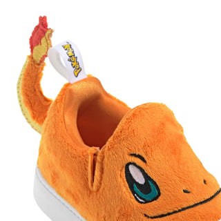 adidas Originals Pokémon Superstar Quickon "Charmander" Kid's Shoes in Orange/Orange/Footwear White — plush Charmander design with cosy fur material, Charmander eyes and nose on upper, fluffy tail on backside, elastic closure, rubber outsole