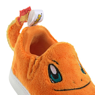 adidas Originals Pokémon Superstar Quickon "Charmander" Kid's Shoes in Orange/Orange/Footwear White — plush Charmander design with cosy fur material, Charmander eyes and nose on upper, fluffy tail on backside, elastic closure, rubber outsole for infants
