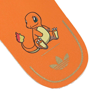 adidas Originals Pokémon Superstar Quickon "Charmander" Kid's Shoes in Orange/Orange/Footwear White — plush Charmander design with cosy fur material, Charmander eyes and nose on upper, fluffy tail on backside, elastic closure, rubber outsole for infants