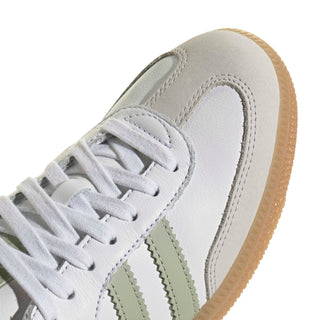 adidas Originals Samba OG Shoes in Footwear White/Halo Green/Tent Green — leather upper, football-inspired tongue, rubber outsole