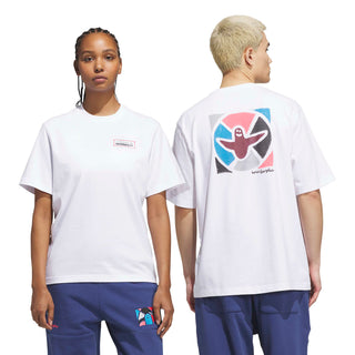 adidas Skateboarding Mark Gonzales Modernist Tee in White with graphic artwork and loose-fitting cotton construction.