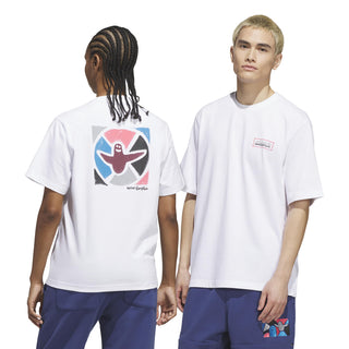 adidas Skateboarding Mark Gonzales Modernist Tee in White with graphic artwork and loose-fitting cotton construction.