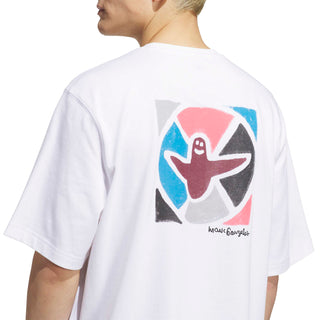 adidas Skateboarding Mark Gonzales Modernist Tee in White with graphic artwork and loose-fitting cotton construction.