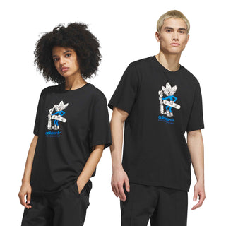 adidas Skateboarding Push Tee in Black with multicolor front graphic and classic short sleeve cotton construction.