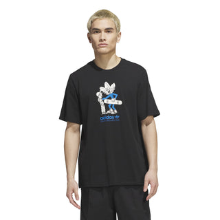adidas Skateboarding Push Tee in Black with multicolor front graphic and classic short sleeve cotton construction.