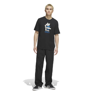 adidas Skateboarding Push Tee in Black with multicolor front graphic and classic short sleeve cotton construction.
