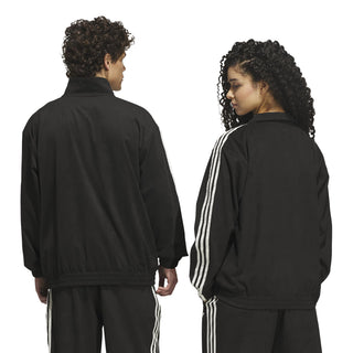 adidas Skateboarding Vintage Superfire Track Top in Black and Cream White with relaxed fit and full-zip design.