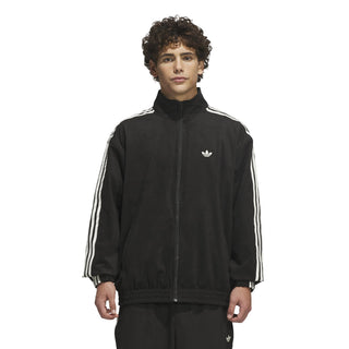 adidas Skateboarding Vintage Superfire Track Top in Black and Cream White with relaxed fit and full-zip design.