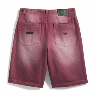 adidas Skateboarding x Tyshawn Washed Denim Shorts in Maroon — loose fit, durable denim, Tyshawn Jones signature style, skate and street ready