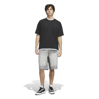 adidas Skateboarding x Tyshawn Washed Denim Shorts in Grey — loose fit, durable denim, Tyshawn Jones signature style, skate and street ready