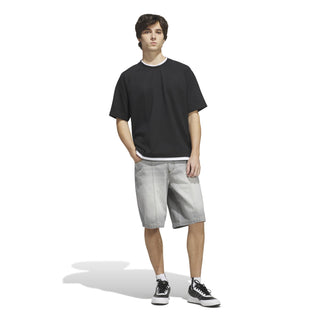 adidas Skateboarding x Tyshawn Washed Denim Shorts in Grey — loose fit, durable denim, Tyshawn Jones signature style, skate and street ready