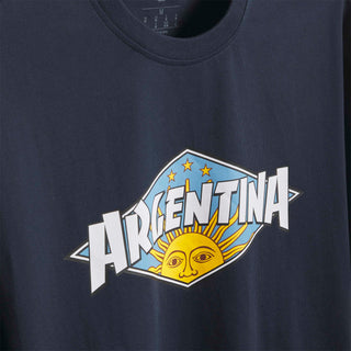 adidas Originals Thrasher x AFA Argentina Tee in Night Navy — loose fit single-jersey collab tee with Thrasher and Argentina football graphics