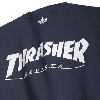 adidas Originals Thrasher x AFA Argentina Tee in Night Navy — loose fit single-jersey collab tee with Thrasher and Argentina football graphics