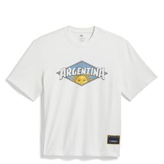 adidas Originals Thrasher x AFA Argentina Tee in Core White — loose fit single-jersey collab tee with Thrasher and Argentina football graphics