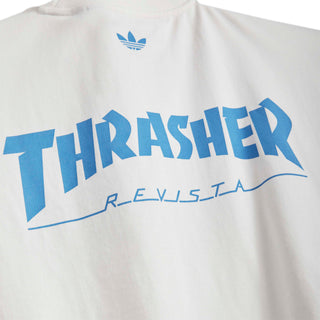 adidas Originals Thrasher x AFA Argentina Tee in Core White — loose fit single-jersey collab tee with Thrasher and Argentina football graphics