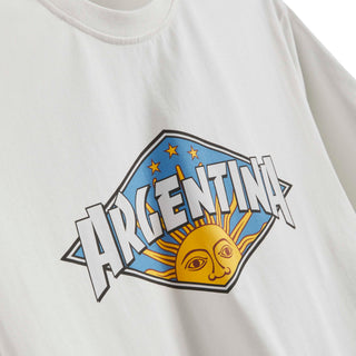 adidas Originals Thrasher x AFA Argentina Tee in Core White — loose fit single-jersey collab tee with Thrasher and Argentina football graphics