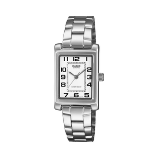 Casio Vintage LTP1234PDC-7B analog watch with ion-plated case, stainless steel band with one-touch 3-fold clasp, mineral glass crystal, and water resistance