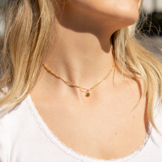 ALCO Jewelry Limitless Sun Necklace, 18K gold-plated, stainless steel, hypoallergenic.