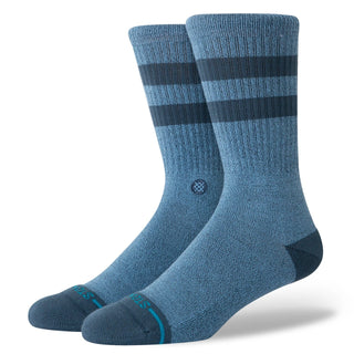 Dark navy Stance Joven Crew Socks with luxurious combed cotton, reinforced durability, medium cushioning, and breathable mesh vents.