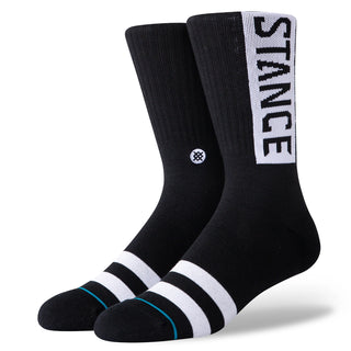 Black Stance OG Crew Socks with medium cushioning, made from a comfortable cotton blend for daily wear.