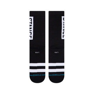 Black Stance OG Crew Socks with medium cushioning, made from a comfortable cotton blend for daily wear.
