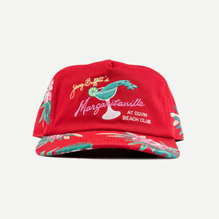 "Duvin x Margaritaville Glass Hat in Red — bold beach lifestyle collab hat from Duvin Design Co. and Jimmy Buffett's Margaritaville"