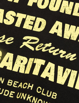 "Duvin x Margaritaville Please Return Tee in Black — relaxed fit beach lifestyle collab tee from Duvin Design Co."