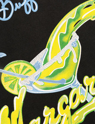 "Duvin x Margaritaville Please Return Tee in Black — relaxed fit beach lifestyle collab tee from Duvin Design Co."