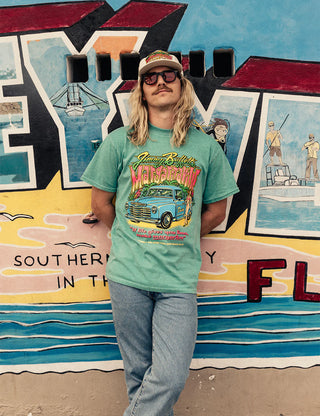 "Duvin x Margaritaville Cruiser Tee in Teal — relaxed fit beach lifestyle collab tee from Duvin Design Co. and Jimmy Buffett's Margaritaville"