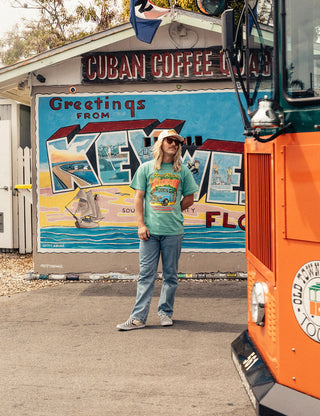 "Duvin x Margaritaville Cruiser Tee in Teal — relaxed fit beach lifestyle collab tee from Duvin Design Co. and Jimmy Buffett's Margaritaville"