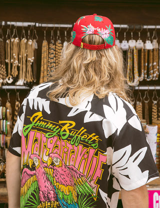 "Duvin x Margaritaville Glass Hat in Red — bold beach lifestyle collab hat from Duvin Design Co. and Jimmy Buffett's Margaritaville"
