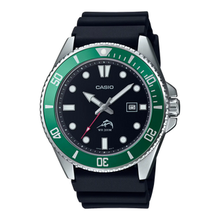 Casio MDV106B-1A3V analog watch with 200-meter water resistance and rotary bezel.