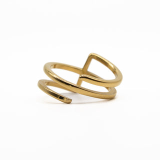 ALCO Jewelry Aurora Ring, 18K gold-plated, open-ended design, hypoallergenic.