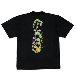 April Skateboards Mushroom Tee in vintage black with front and back print by Ema Gaspar.