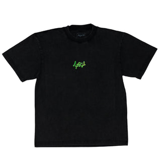 April Skateboards Mushroom Tee in vintage black with front and back print by Ema Gaspar.