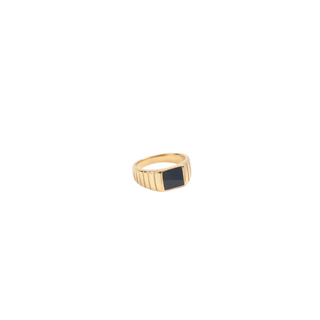 ALCO 18K gold-plated, hypoallergenic Midnight Rider Ring in stainless steel, water-resistant.