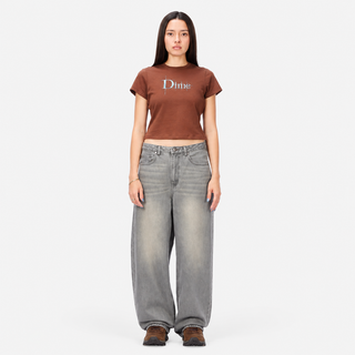 Dime Women’s Baggy Denim Pants in Sandblasted Desert with curved front pockets and a relaxed baggy silhouette